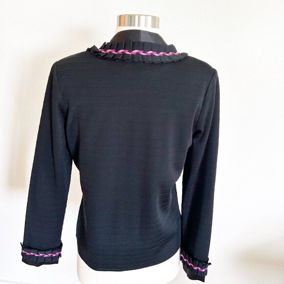 Ming Wang Twinset S Black Pink Ribbo Jacket Cardigan Tank Top 2 Pc Dressy - Picture 7 of 16